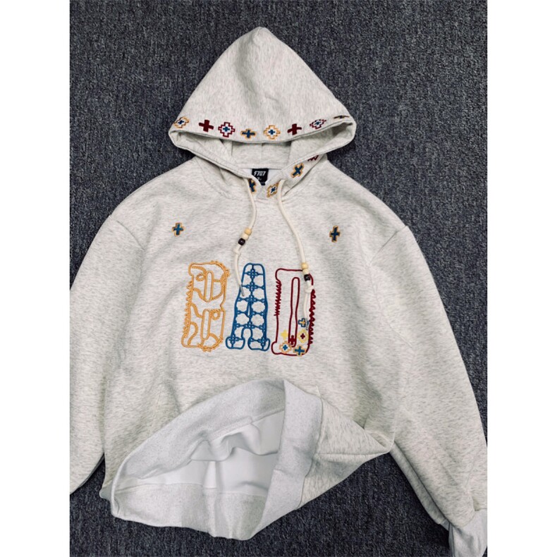 5672-P52潮民族风刺绣字母宽松连帽卫衣，男装民族服装，星座617A-2
