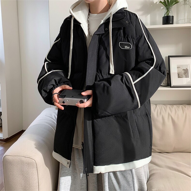 棉服男冬季港风宽松假两件连帽休闲学生棉服MD8888-P90(抖音勿上图片