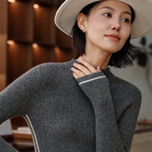 羊绒衫女100山羊绒针织衫2025秋冬新款立领套衫简约百搭气质毛衣图片