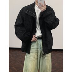 PY2615/P85春装新款现货短款立领皮夹克男雾面皮衣宽松潮外套，男装夹克，电商A141