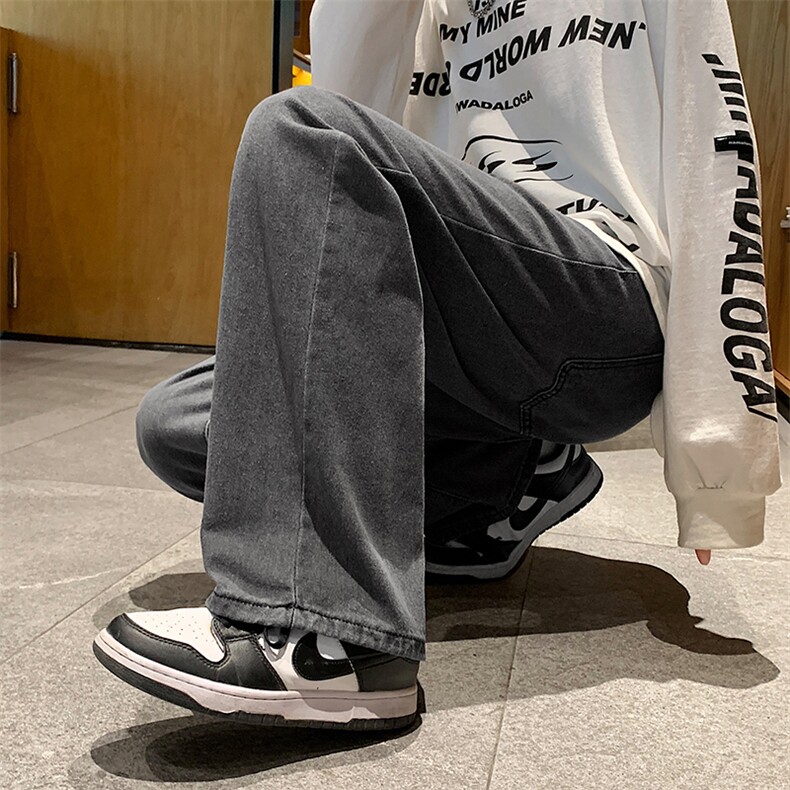 牛仔裤男宽松直筒春秋季潮牌ins阔腿韩版长裤子N0204-P35,男装牛仔裤,星座308B-1