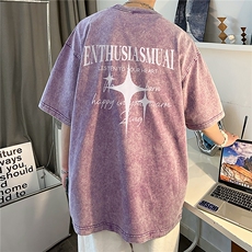 主推款T恤重磅250克双纱水洗做旧T恤纯棉二开短袖sx2309特P30，男装T恤，星座610B-1