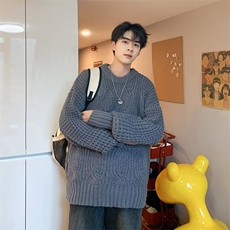 B303P52秋季拼色圆领毛衣男美式复古潮牌宽松，男装针织衫/毛衣，星座512-6