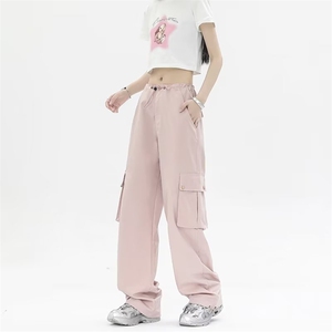 美式复古工装裤女高腰新款ins潮运动裤子直筒阔腿休闲裤TK274-P45图片