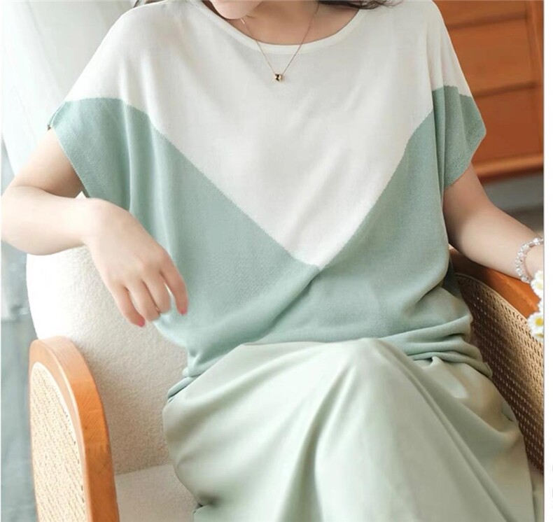 拼色圆领宽松短袖，其它，魅力元素