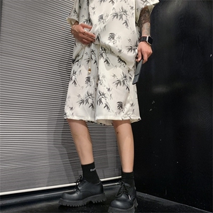 量大优供视频新风竹叶印花 冰丝短袖短裤套装男 TZ2404-特P50图片