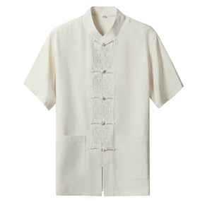 唐装太极服中式刺绣立领风短袖套装时尚爸爸装MJ72101-P78图片