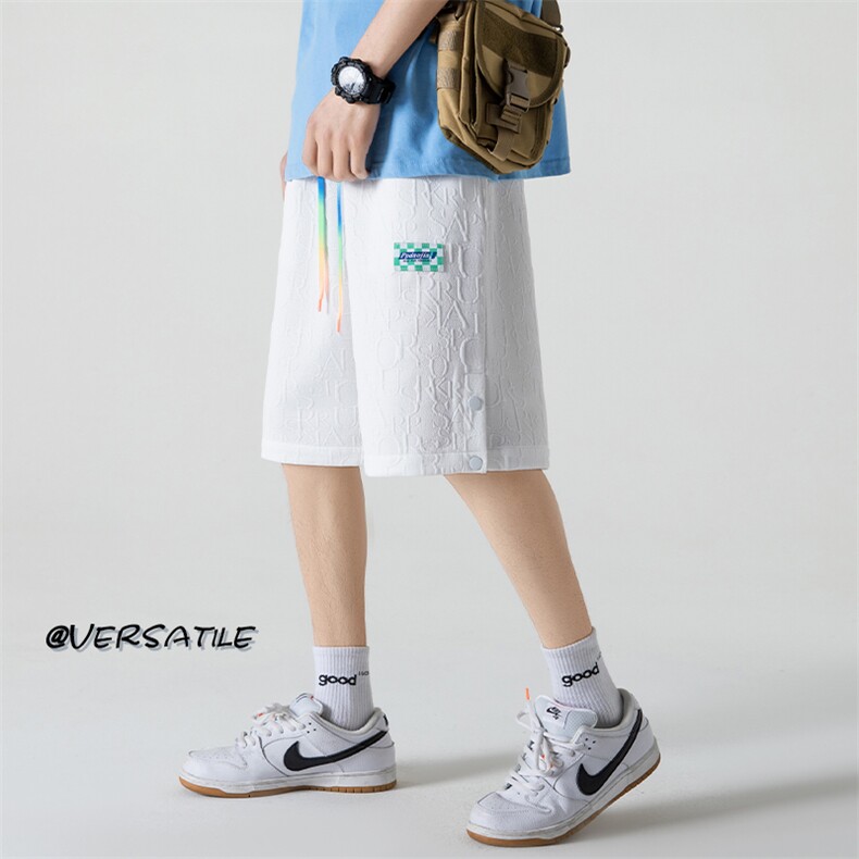 2023夏字母纹路创新面料开叉排扣休闲无影墙五分短裤DK28851-P35,男装休闲裤,电商A082