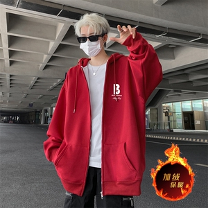 抖音得物高品质360G重磅阔版宽松光版纯色连帽卫衣外套KS163特P45图片