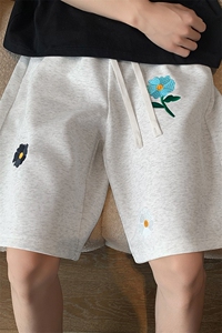 美式小花刺绣短裤男女夏oversize运动五分休闲裤子DK8643特价P25图片