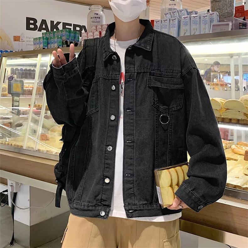 工装牛仔外套男港风潮牌宽松暗黑系痞帅韩版潮牌上衣夹克 JX305图片