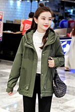 加绒加棉韩版中长时尚妙龄气质连帽棉衣2021年新款休闲宽松棉袄，女装棉衣/棉服，涵亦佰惠