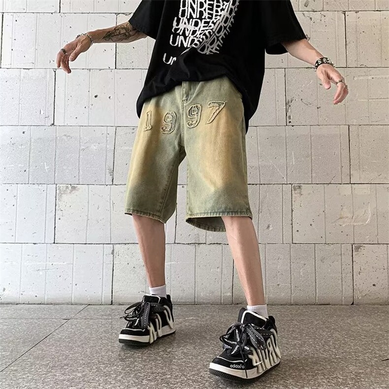 百搭五分裤气质潮流新款文艺牛仔裤慵懒简D5977P35,男装牛仔裤,星座1116-2