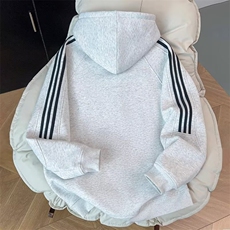 新款条纹开衫连帽卫衣外套男女秋冬季潮牌情侣百搭帽衫WY759P52，女装短外套，星座1013-5