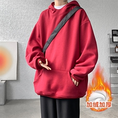 8XL-M连帽卫衣硬挺连帽卫衣男美式复古重磅帽衫加绒外套WY9105P68，男装卫衣，电商B238