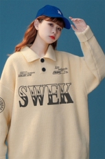 中性风秋/冬潮流时尚印花百搭保暖纽扣翻领情侣毛衣M3002P75控98，男装针织衫/毛衣，A247A