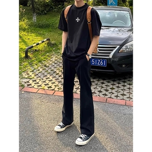 网图有货 春秋黑色微喇弯刀西裤男女垂坠感百搭休闲裤 A1304-P32图片