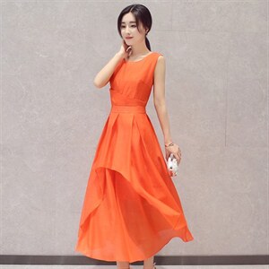 圆领无袖背心夏季显瘦高腰不规则大摆裙2024年夏季中长款,女装连衣裙,火爆靓佳人