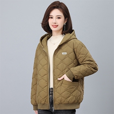 2025冬季连帽时尚休闲加厚保暖舒适棉服，女装棉衣/棉服，独衣靓