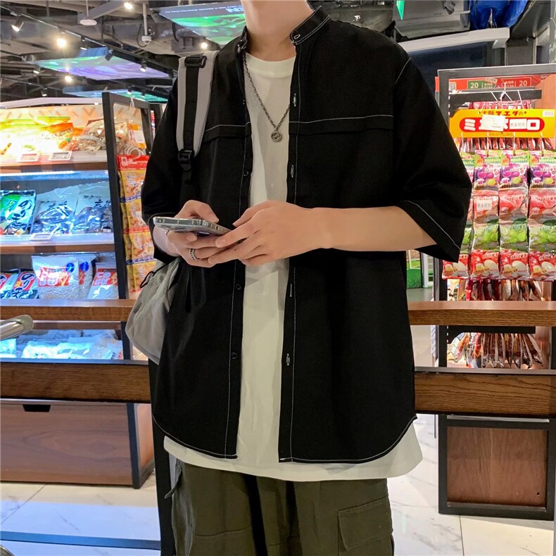 短袖衬衫春款男港风潮流C23P32,男装衬衫,星座1116-2