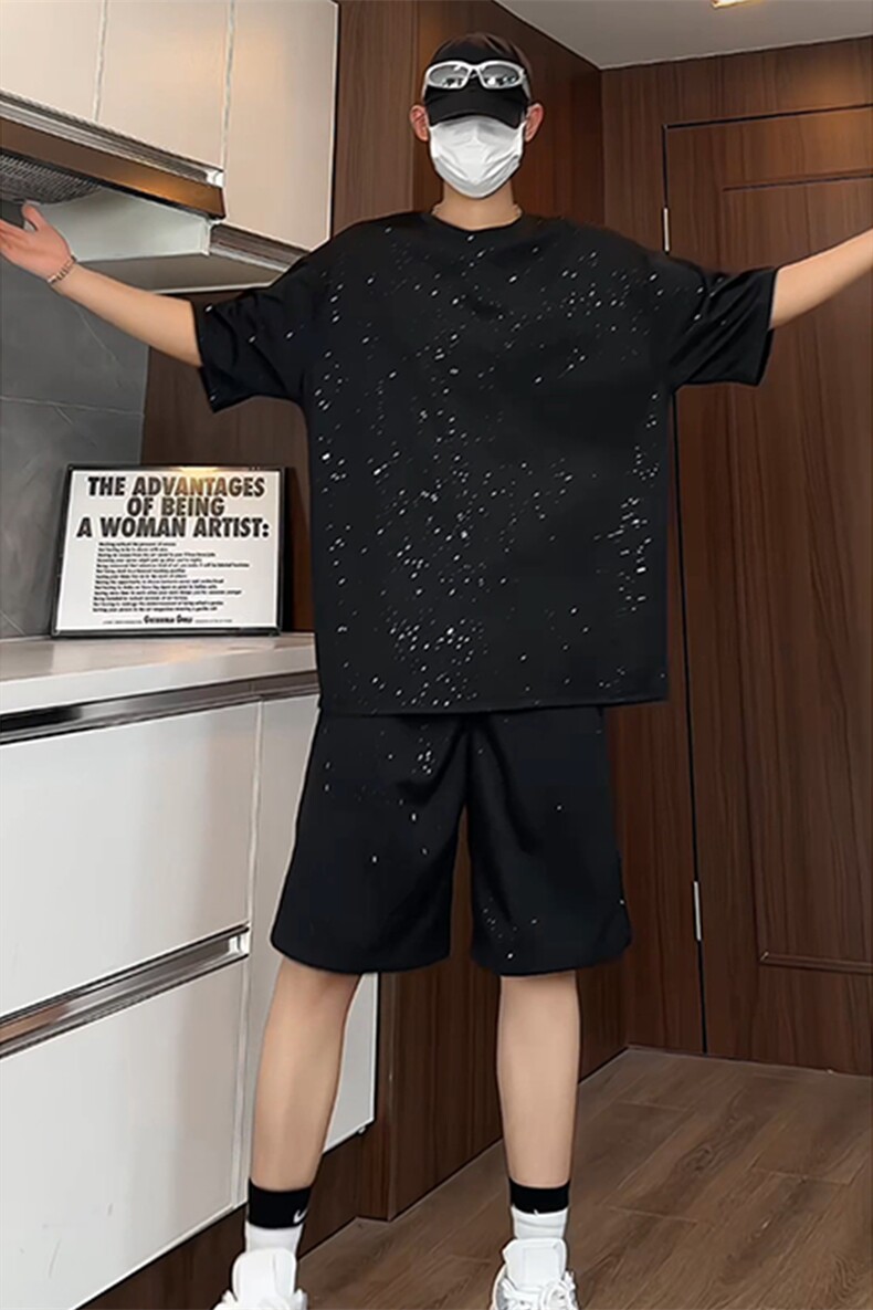 量大优供视频300g重磅满天星短袖T恤男XDX00-特P19,男装T恤,电商B367