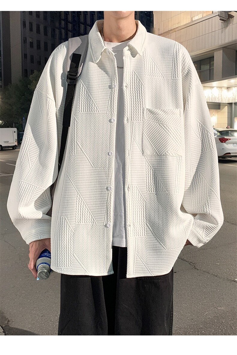 2025春季衬衫男新款港风宽松提花大码长袖衬衣CS023-P45(现货）,男装衬衫,星座214-3
