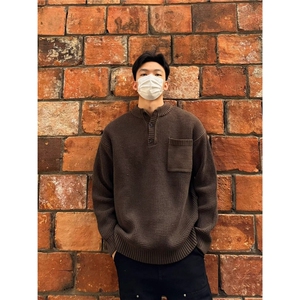 亨利领新款毛衣男冬季日系复古保暖毛线衣外套简约内搭打底衫毛衫图片