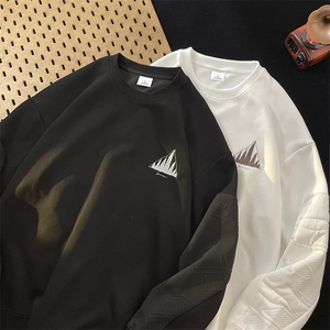 Y5038 P30春款港风刺绣圆领卫衣男宽松长袖T恤打底衫外套图片