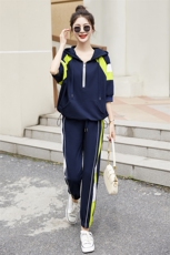 时尚运动套装女春秋韩版宽松大码胖mm显瘦洋气减龄休闲裤两件套夏，女装套装/套裙，琦鑫阁（原依鑫阁）
