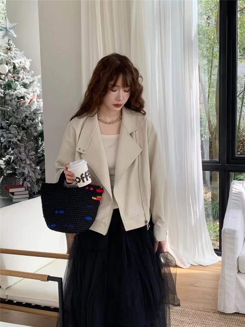 短款皮衣外套女春秋2025年新款酷飒风机车服图片