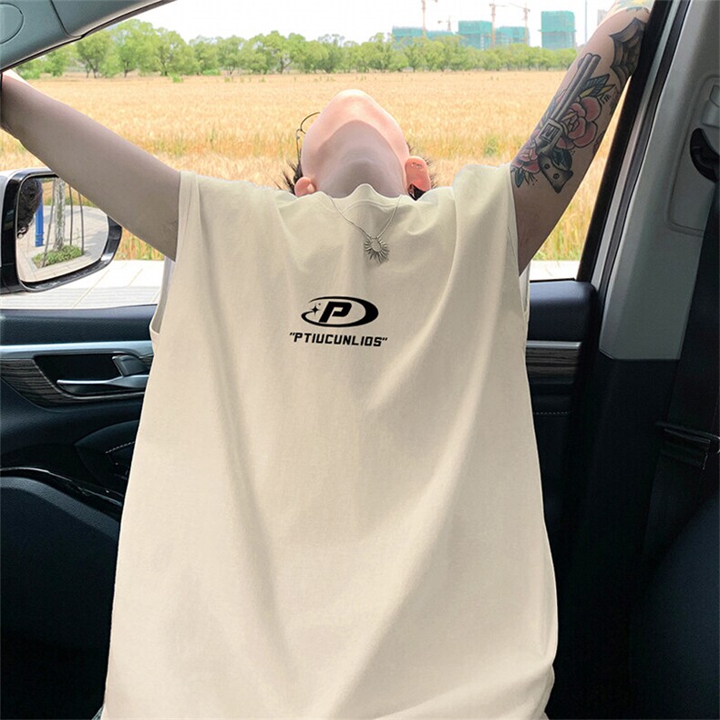 可48小时发货支持抖音得物来样二开240克重磅美式纯棉背心无袖t恤,男装背心/马甲,电商A486-1