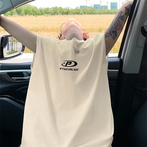 可48小时发货支持抖音得物来样二开240克重磅美式纯棉背心无袖t恤图片