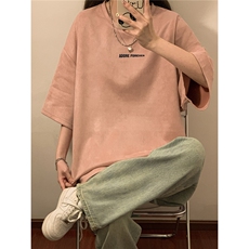 中性2026夏装麂皮绒情侣半袖衫男女装夏季宽松大码短袖T恤S210P28，男装T恤，电商A233-1