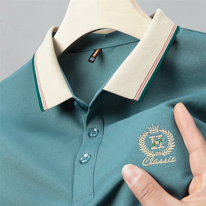 男士短袖T恤Polo衫夏季新款翻领半袖冰丝刺绣休闲体恤男，男装Polo衫，电商B212（原钱塘6029）