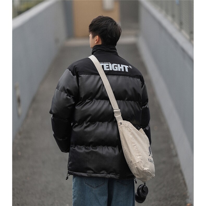 拼接PU皮棉衣加厚棉服立领街头外套ZM073-P110控139,男装棉衣,星座1408-1