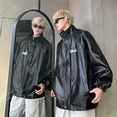 特P75限138加绒特P90美式机车皮衣情侣PU皮夹克小众设计外套PJ330，男装夹克，电商B370