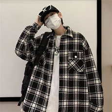 韩版格子外套秋冬季青少年潮牌男装夹克2025新款百搭时尚宽松上衣，男装夹克，星座1210-1