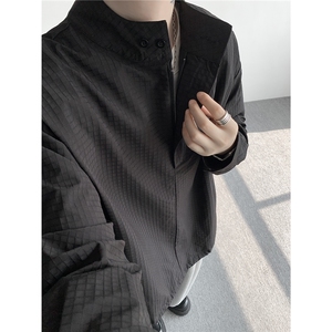 时尚立领棒球服衬衫韩版户外宽松抽绳防晒外套衬衫男冲锋衣 P42图片