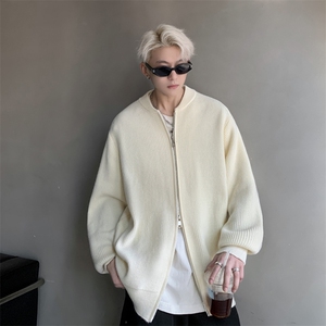 ！棒球领双拉链开衫针织毛衣男 CP16-特p55图片