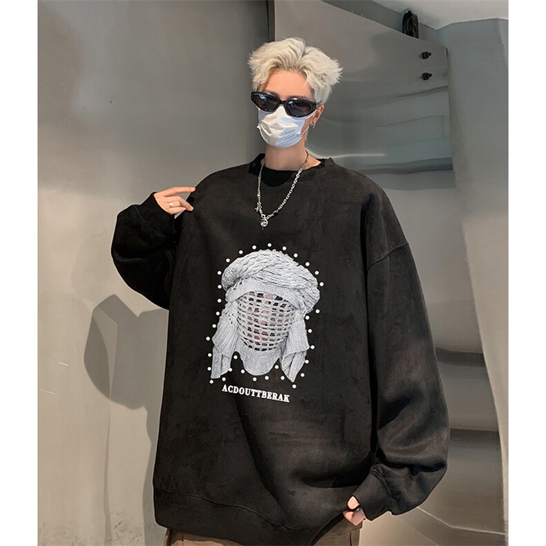 抖音得物供货提供视频秋冬重磅美式麂皮绒圆领卫衣JY331,男装卫衣,电商A486