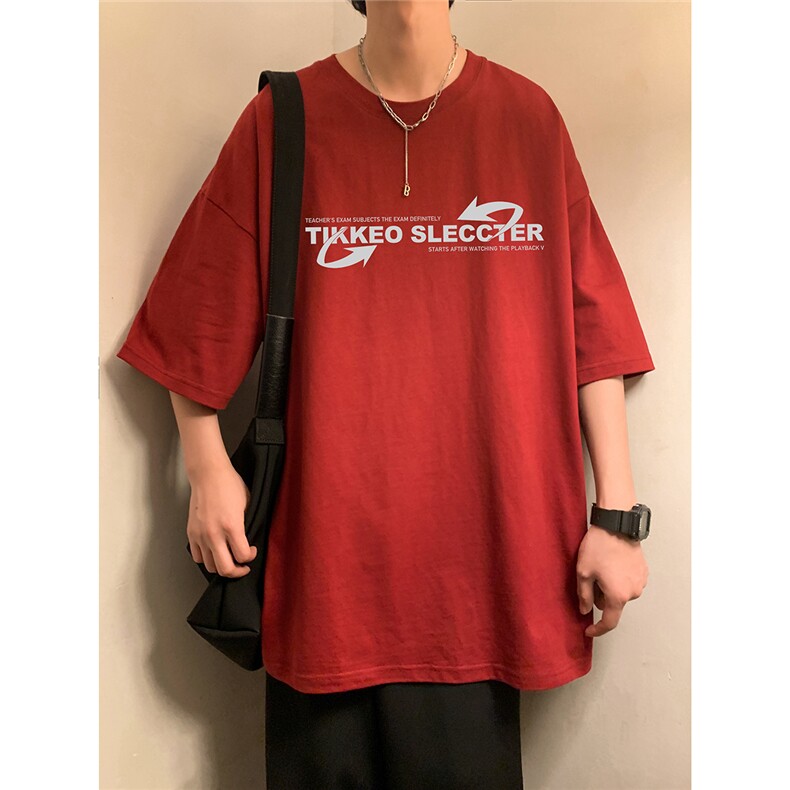 纯棉潮流宽松五分袖上衣夏季字母印花男士短袖T恤D328-T351-P25,男装T恤,电商D328