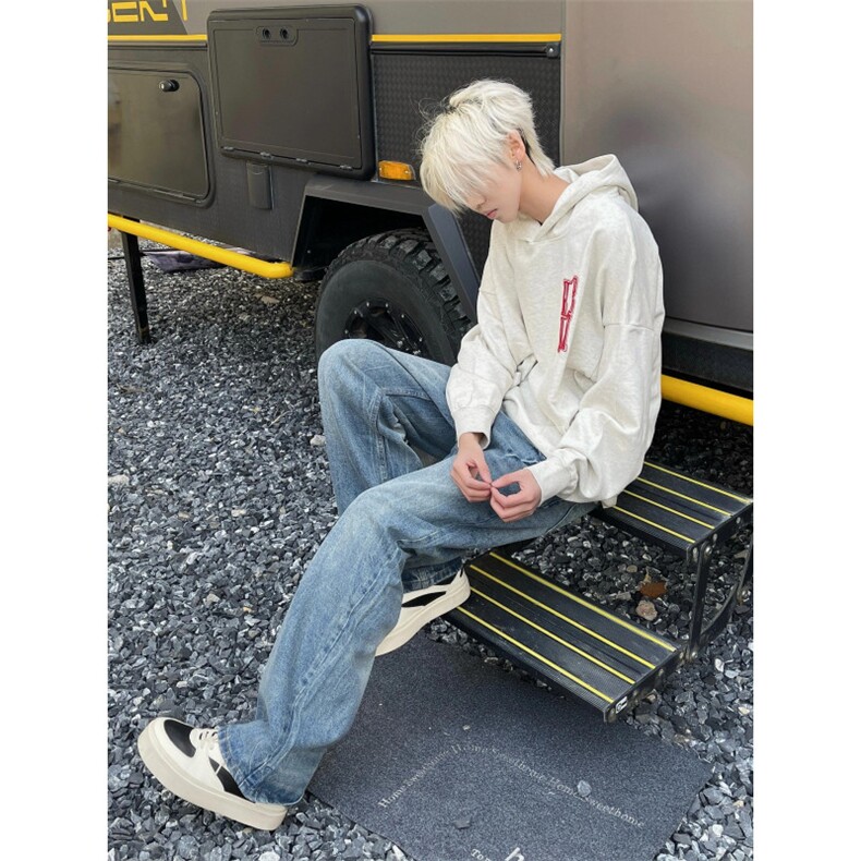 【有货】闪电纹牛仔裤美式vibe风裤子高街修身微喇A119LL-特P50,男装牛仔裤,星座1007（原301D）