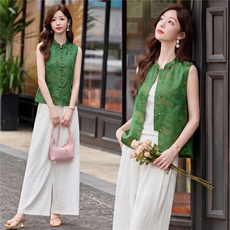 2026年夏季中式马甲裤子两件套女，女装套装/套裙，依路服饰