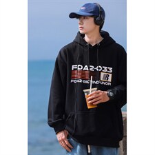 2026港风连帽抽线字母印花设计大码M-5XL潮流卫衣WY77764P58控78，男装卫衣，星座227-7