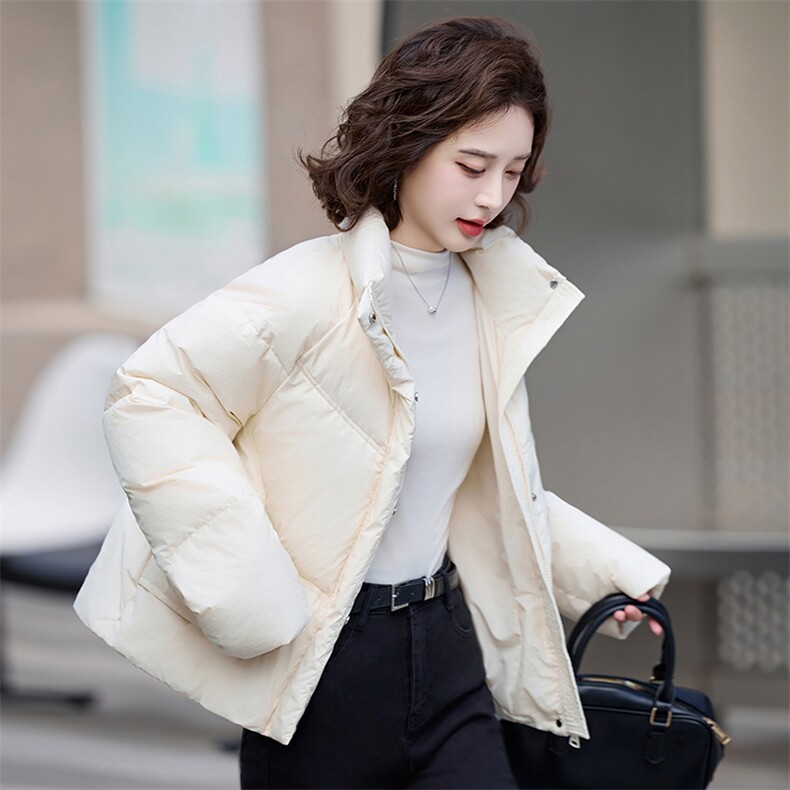时尚气质女款短款羽绒服冬季保暖轻薄显瘦外套90%白鸭绒填充黑色百搭设计,女装羽绒服,姿衣坊