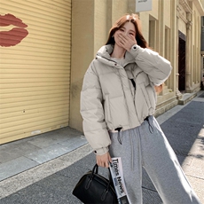 现货新款羽绒服女短款韩版立领简约加厚小个子高级感面包服外套潮，女装羽绒服，网红馆
