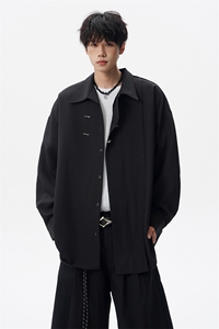 8XL-M 风新中式黑色翻领长袖衬衫男秋季休闲衬衣痞帅CS537P58图片
