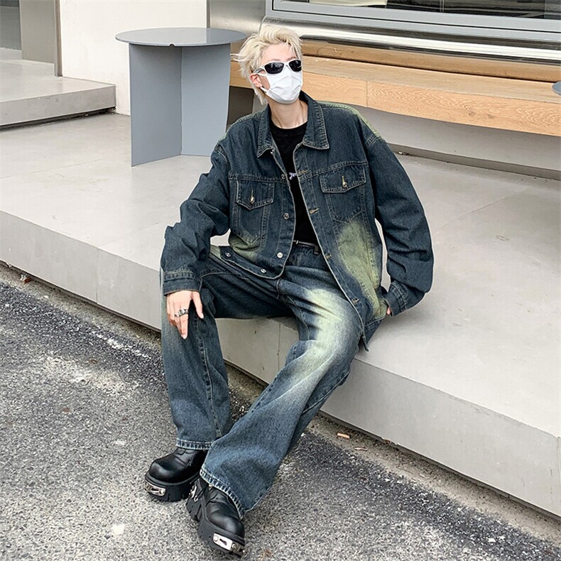 23秋季新款情侣穿搭美式复古做旧宽松直筒牛仔裤T101裤子-P45,男装牛仔裤,星座603-2