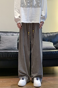 8XL-M特大码秋季新款垂感休闲裤男宽松直筒裤男裤拖地裤K940P40图片