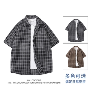 格子短袖袖衬衫深度库存当天配齐跑量款DS-C323-1-2519-TP30图片